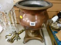 Copper twin handled tea urn