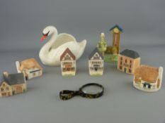 Phillip Laureston group of collectable buildings, tortoiseshell effect magnifier, vintage children's