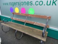 Vintage scrolled metal and wooden garden bench