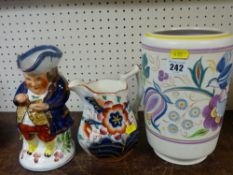 Poole pottery hand painted vase, an Allertons Toby jug and a Gaudy Welsh example