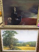 DAVID ENGLAND oil on board - artist's depiction of Christ, dated '74 and a DAVID SMITH print -