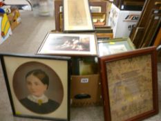 Box containing very large quantity of miscellaneous vintage paintings, etchings etc