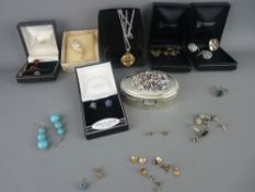 Quantity of costume jewellery, a silver plated oval lidded box etc