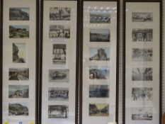 Framed collection of vintage postcards, interesting visual and group scenes for Llandudno,
