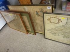 Four vintage/antique maps (generally poor condition)