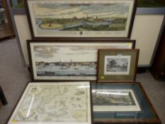 Selection of antique style maps, prospect prints and views