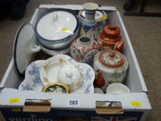 Mixed box of Oriental and other pottery and porcelain