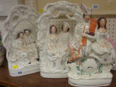 Three Staffs pottery flatback figurines