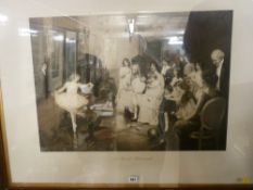 Large black and white print after the original by Arthur J Elsley titled 'A Private Rehearsal',