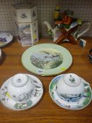 Pointers of London vase, a Tony Carter collector's teapot and two Royal Worcester cups and