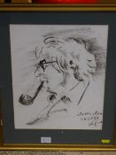 Pastel - portrait of a pipe smoking gent, indistinctly signed and dated 26th August 1999