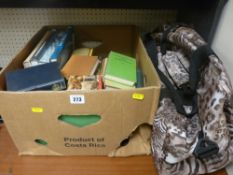 Box of vintage and other books including Observers by Frederick Warne & Co and a modern canvas