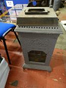 Vintage metal ornate patio heater/stove? with multi coloured leaded glass inserts