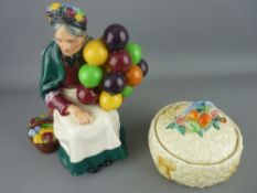 Royal Doulton figurine 'The Old Balloon Seller' HN1315 and a Clarice Cliff Newport Pottery marmalade