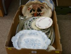 Box of Staffs platters and other similar items
