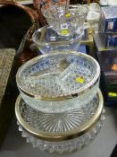 Selection of crystal and glass fruit bowls including boxed examples by Thomas Webb and Dartington