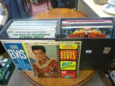 Two vintage cases of LP records - big band, classical, Elvis Presley and others