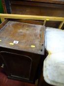 Victorian mahogany railback pot cupboard A/F, a folding card table, one other and a large wooden