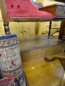 Modern reproduction button backed telephone table with drawer and a compact hall table with lower