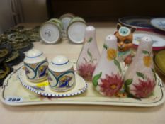 Doulton sandwich plate, Radford cruet set and one other with a rabbit shaped salt cellar