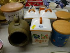 Quantity of vintage and other storage jars and a salt pot