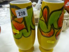 Pair of stylish Poole pottery colourful vases