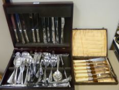 Cased canteen of EP cutlery and a boxed set of fish knives and forks