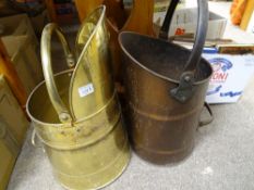 Two vintage metal coal scoops/scuttles
