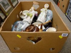 Mixed box of Victorian and other figures and ornamental plates etc
