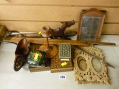 Good parcel of treen ware including rule, truncheon etc