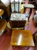Parcel of furniture including pie crust edge nest of three tables, small occasional inlaid table