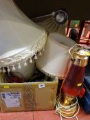 Parcel of modern and vintage table lamps etc E/T