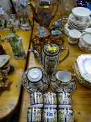 Noritake blue and gilt decorated part coffee set and a Samurai Japan part coffee set