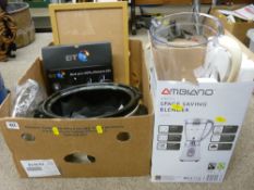 Boxed blender, electric cookpot and a boxed BT dual phone system