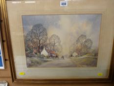 GEORGE ALLEN framed print - horse drawn cart on a country lane