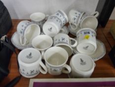 Quantity of Royal Doulton 'Calico Blue' fine china cups and saucers