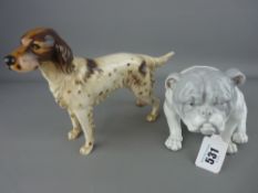 Possibly German porcelain model of a bulldog and a Goebels model of a setter no. CH622