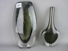 Two Swedish Orrefors stylish glass vases