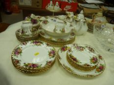 Forty plus pieces of Royal Albert 'Old Country Roses' teaware including a teapot (first and