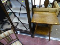 Mahogany single door glazed china display cabinet and a two tier occasional table