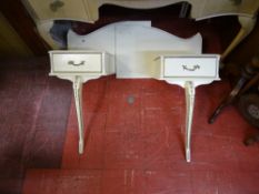 Cream coloured Continental large headboard with built-in bedside cabinets and one other smaller