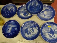 Seven Royal Copenhagen Christmas plates, various dates