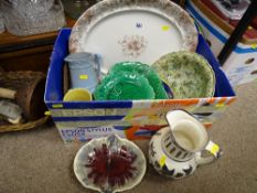 Large Staffs pottery turkey platter, Green Leaf plates and a Grays pottery 'Silver Ivy Leaf' jug
