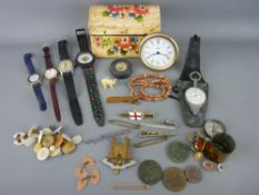 Mixed group including a pair of nine carat gold gent's cufflinks and safety pin, a map reading