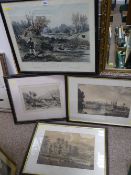 Framed coloured engraving titled 'Woodcock Shooting' after the original by TURNER, dated 1841 and