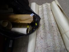 Quantity of posters, prints and Ordnance Survey maps etc