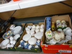 Three boxes of mixed porcelain, teaware, blue and white etc