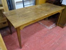 Oak plank top dining table, approx 170 x 75 cms