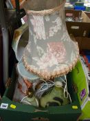 Box of decorative table lamps with shades