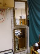 Near pair of gilt framed bevelled edge wall mirrors